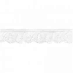 1 1/8" White Ruffled Eyelet Lace Trim by the Yard