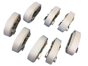1.5" x 15' White Tent Ratchet Straps with Sewn Loops (8 PACK)