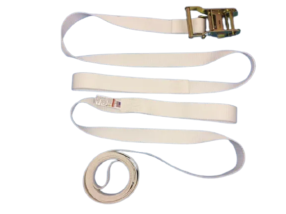 1.5" x 15' White Tent Ratchet Straps with Sewn Loops (8 PACK)