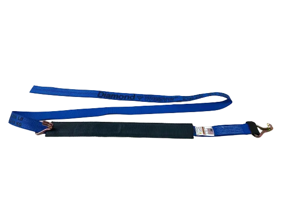 16 Feet BLUE Diamond Weave Replacement Wheel Strap with Low Pro Sleeve (Wire Hook)
