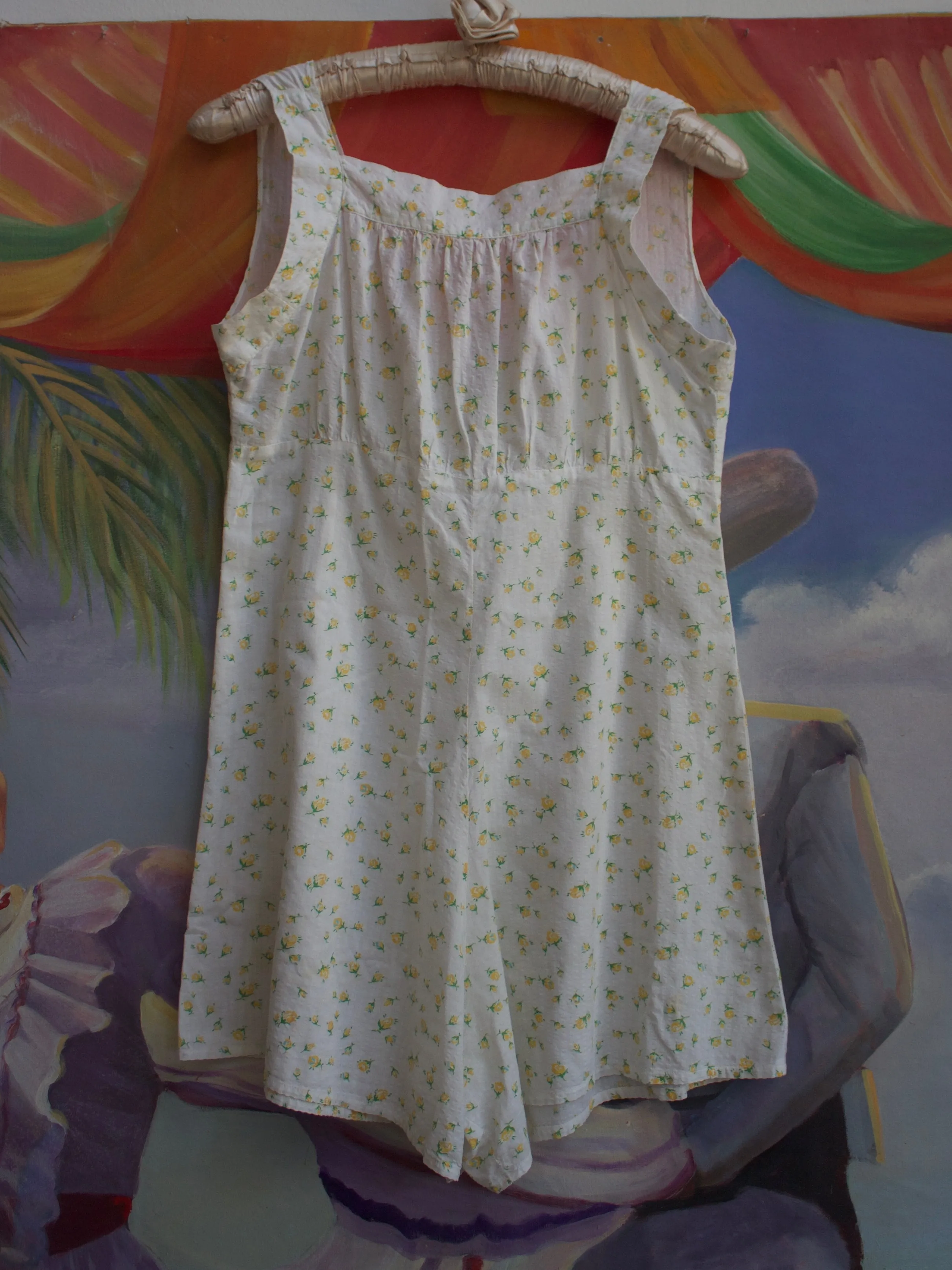 1930s/1940s Ditsy Floral Print Cotton Empire Waist Romper Playsuit