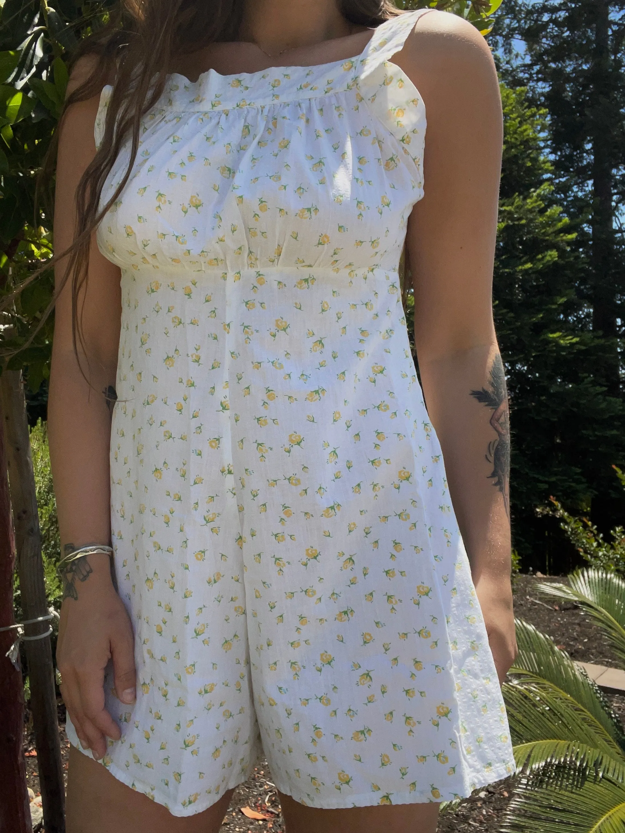 1930s/1940s Ditsy Floral Print Cotton Empire Waist Romper Playsuit