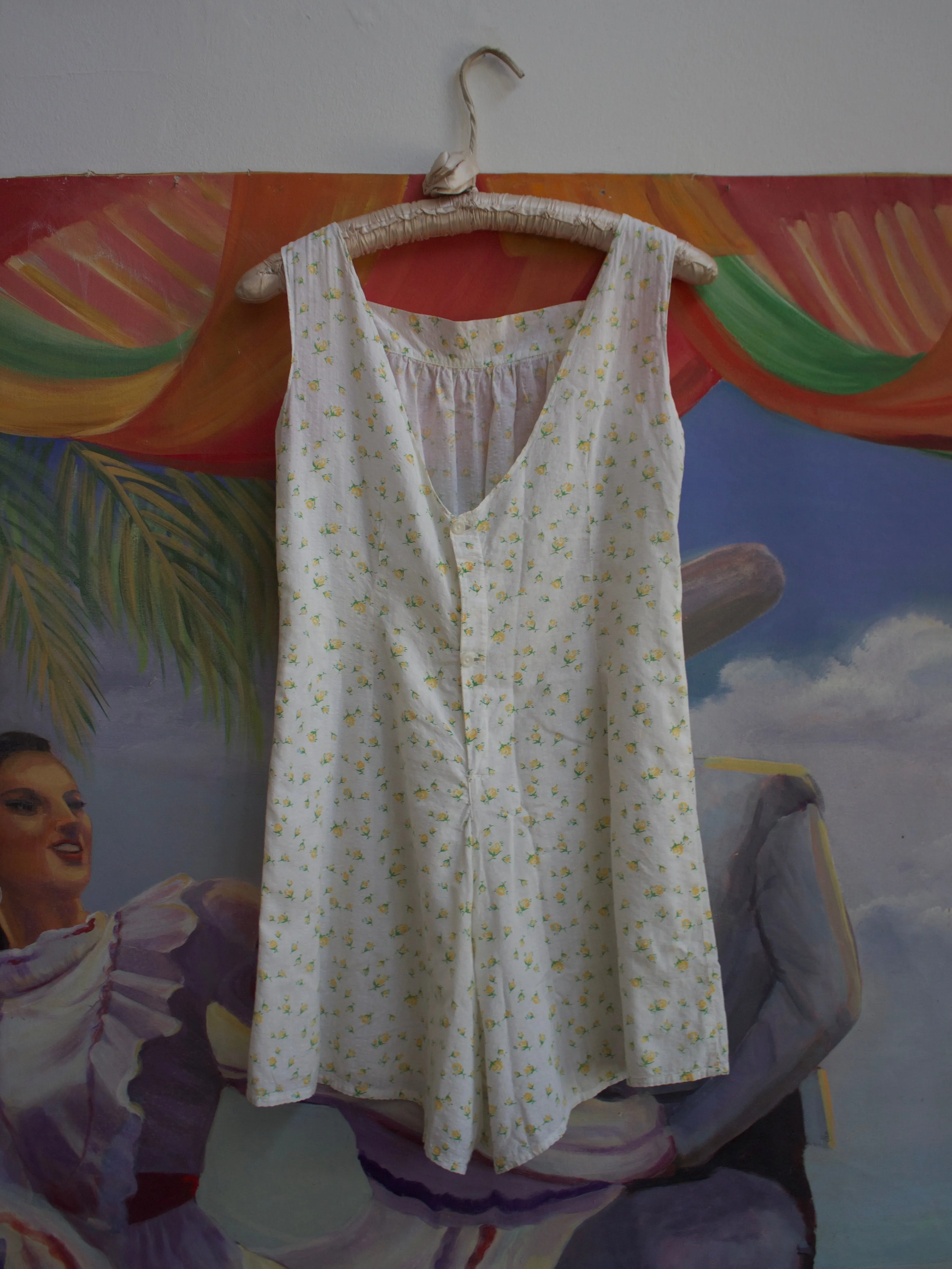 1930s/1940s Ditsy Floral Print Cotton Empire Waist Romper Playsuit