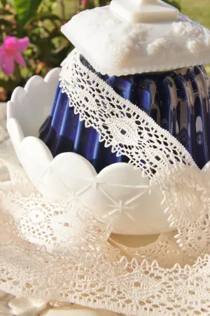 1⅛" OFF-WHITE CLUNY PICOT VINTAGE LACE TRIM
