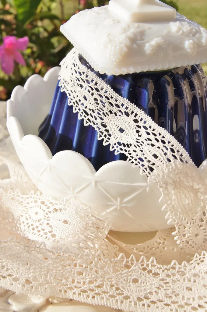 1⅛" OFF-WHITE CLUNY PICOT VINTAGE LACE TRIM