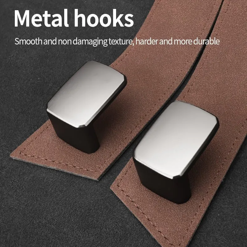 2Pcs Car Seat Back Cowhide Double Hooks Phone Holder