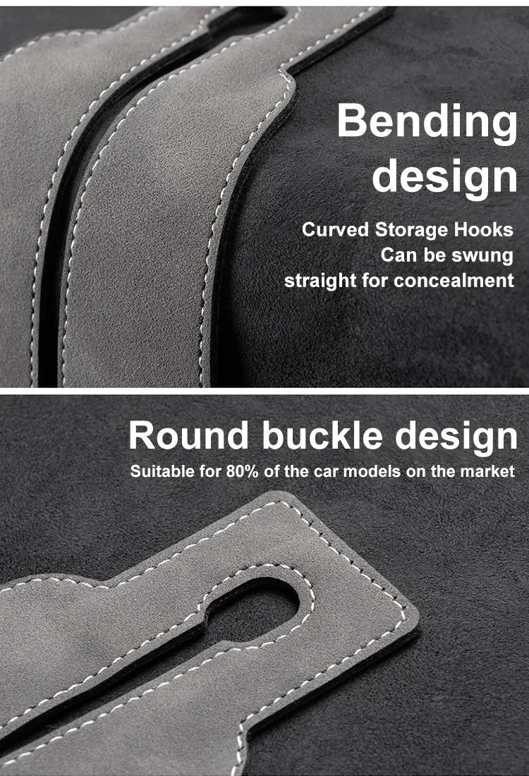 2Pcs Car Seat Back Cowhide Double Hooks Phone Holder