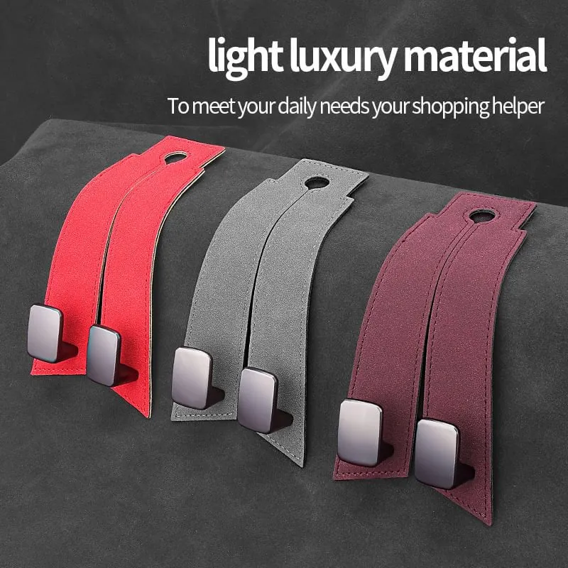 2Pcs Car Seat Back Cowhide Double Hooks Phone Holder