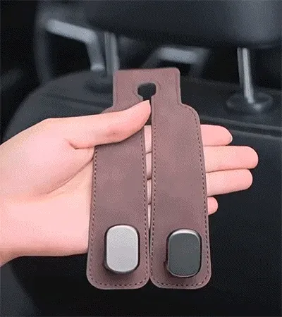 2Pcs Car Seat Back Cowhide Double Hooks Phone Holder
