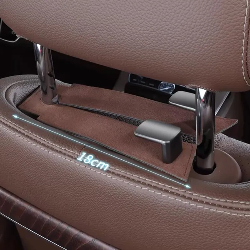 2Pcs Car Seat Back Cowhide Double Hooks Phone Holder