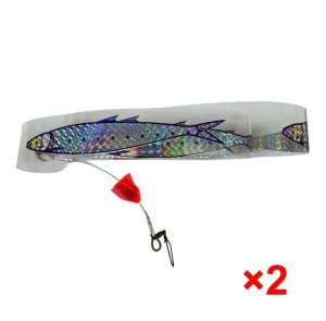 2X MasterPro Rigged Replacement Dredge Game Fishing Teaser Strips 7 Sardine With Spinning Rattle Exciter