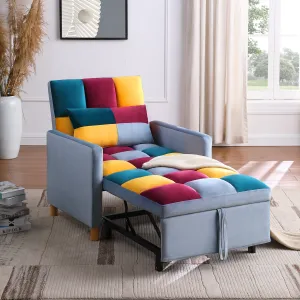 3-in-1 Convertible Sleeper Sofa  Chair Bed, Pull Out Chair with Pillow, Soft velvet Fabric