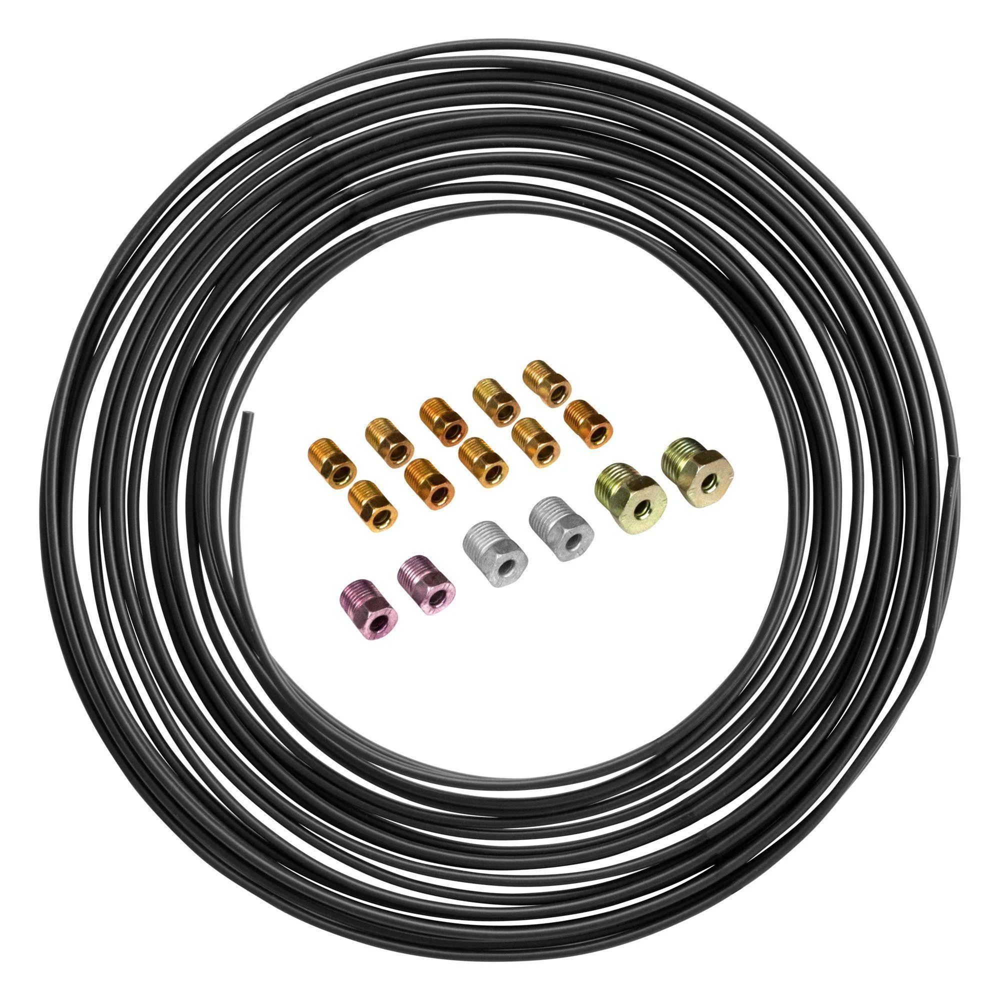 3/16" x 50' | PVF-Coated Steel Brake Line and Fitting Kit