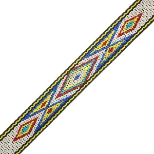 3/4" Embroidered Trim, White & Blue 5ft/Pkg