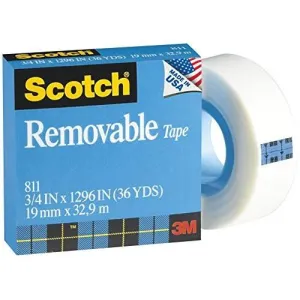 3M 811 Removable Tape 19mm x 32M (3/4 Inch x 36 Yards)