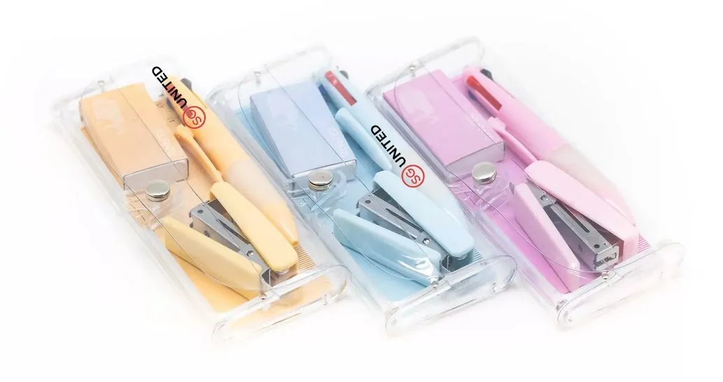 4pc Stapler Stationery Set with Button Case