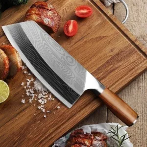 8" Chef Knife Handmade Forged High-carbon Stainless Steel Meat Cleaver Slicing Knife Wood Handle