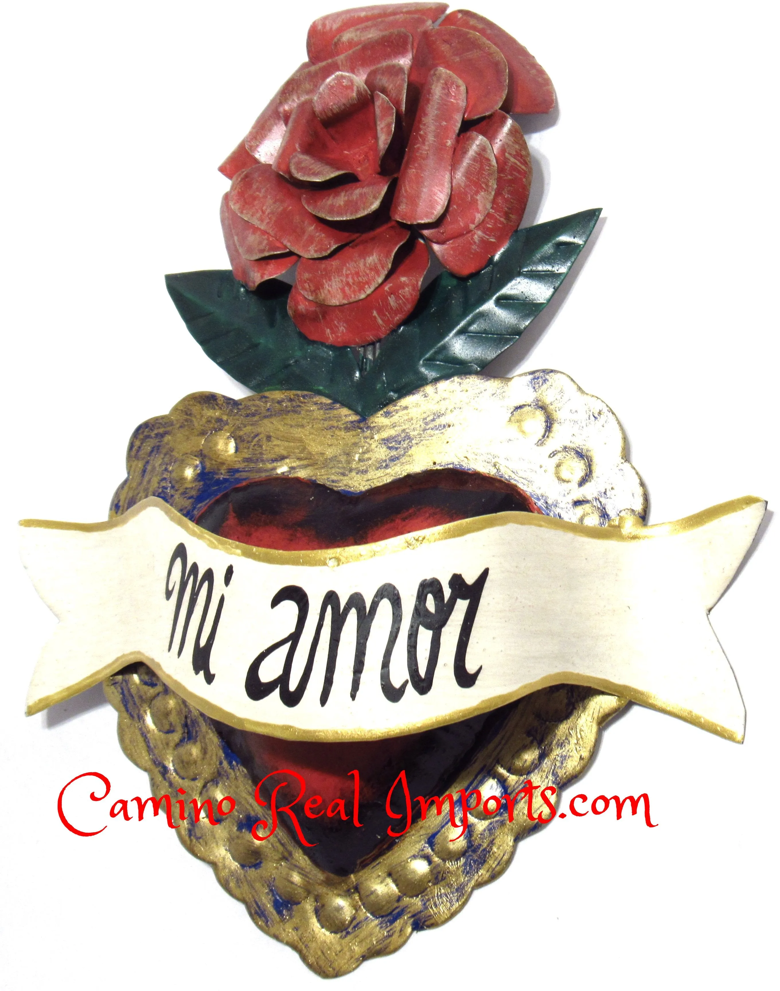 8" Wall Hanging Hand Punched Tin Heart THT8004
