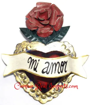 8" Wall Hanging Hand Punched Tin Heart THT8004