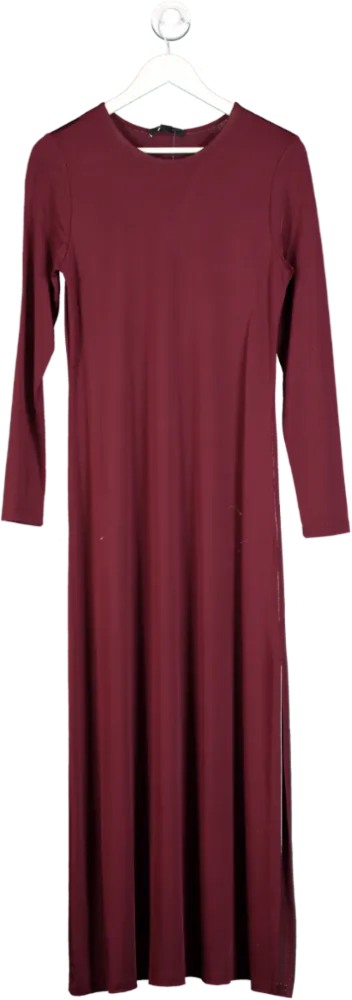 All Saints Red Katlyn Long Sleeve Stretch Maxi Dress UK 12