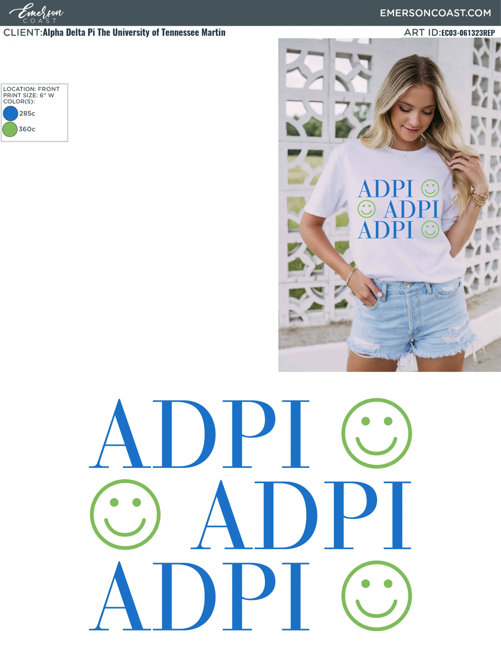Alpha Delta Pi Simple Smiley Work Week Tee