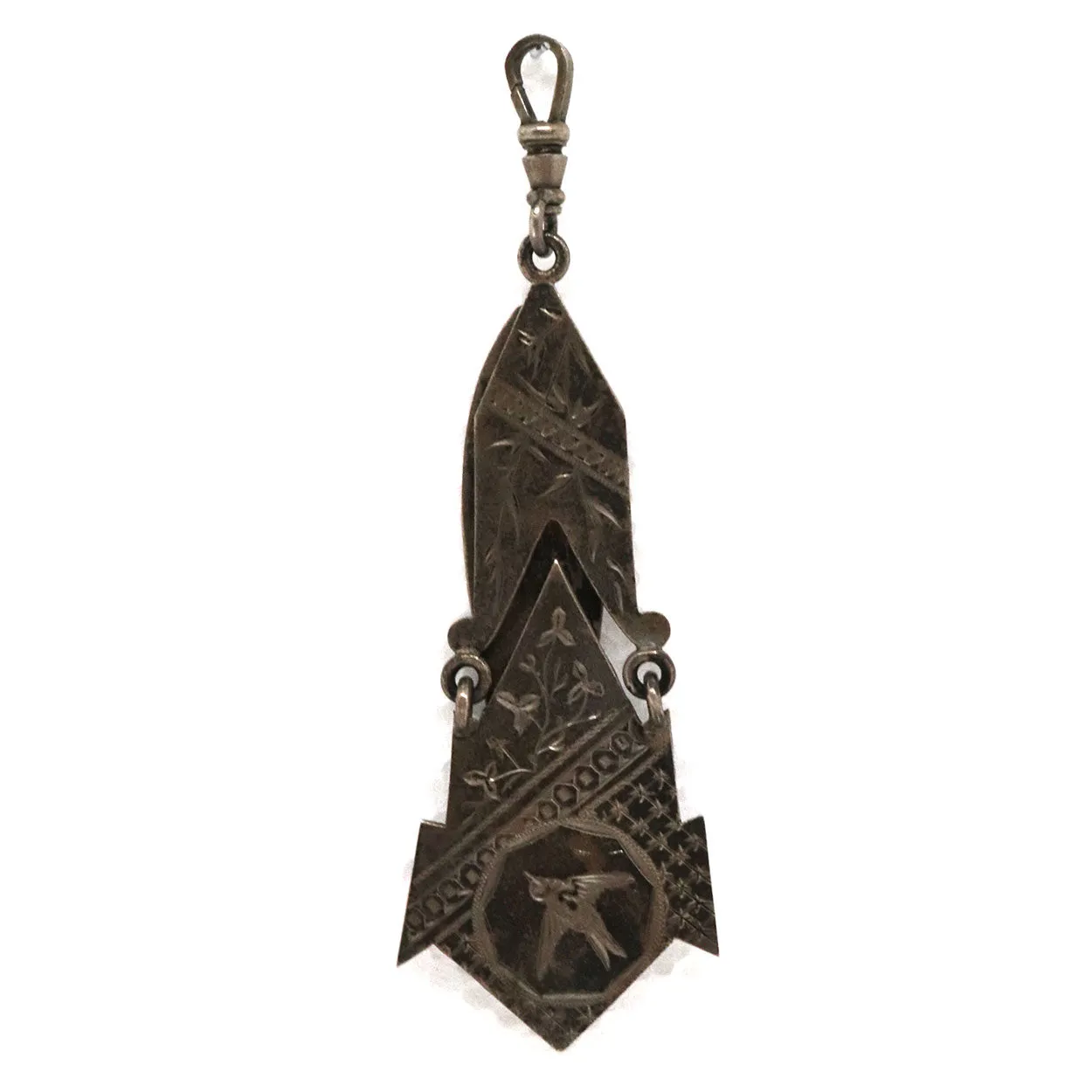 American Aesthetic Movement Sterling Silver Pocket Watch Fob  / Chatelaine Clip