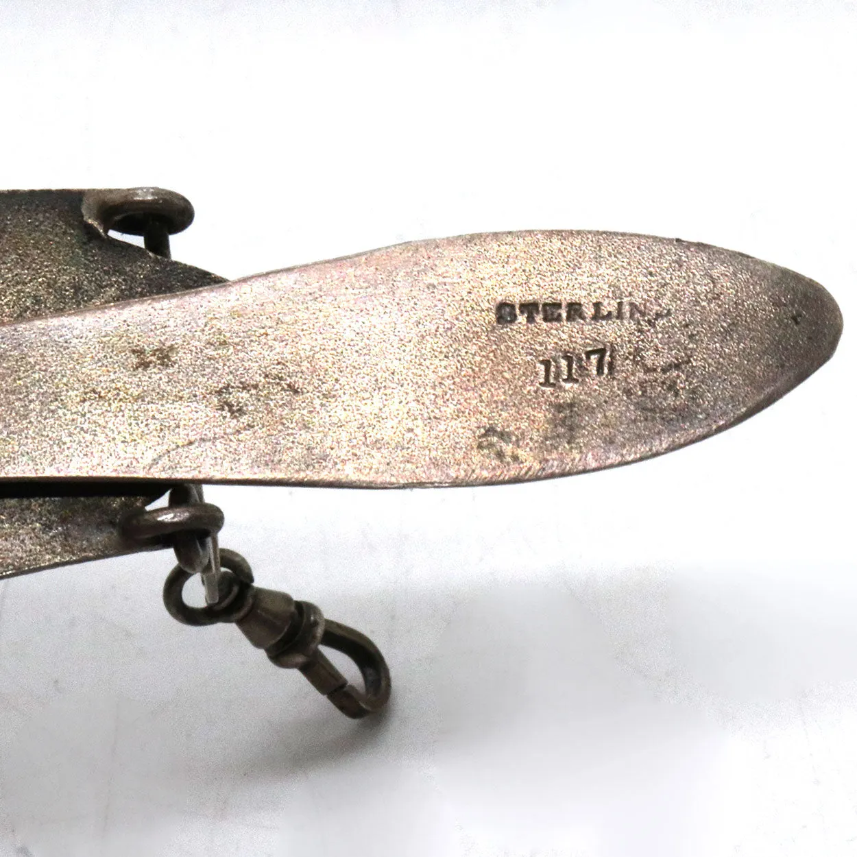American Aesthetic Movement Sterling Silver Pocket Watch Fob  / Chatelaine Clip
