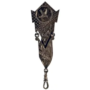 American Aesthetic Movement Sterling Silver Pocket Watch Fob  / Chatelaine Clip