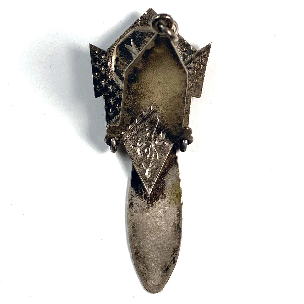 American Aesthetic Movement Sterling Silver Pocket Watch Fob  / Chatelaine Clip