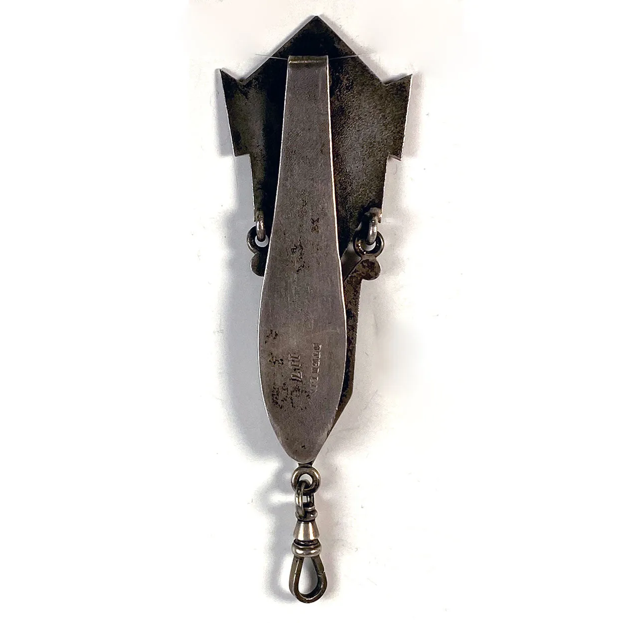 American Aesthetic Movement Sterling Silver Pocket Watch Fob  / Chatelaine Clip