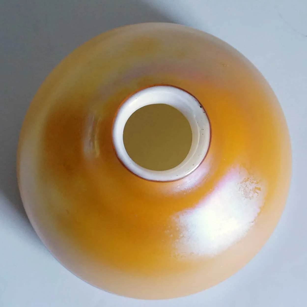 American Art Glass Butterscotch Intarsia Border Harp Lamp Shade