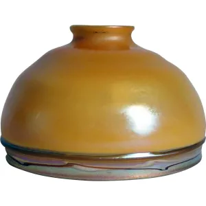 American Art Glass Butterscotch Intarsia Border Harp Lamp Shade