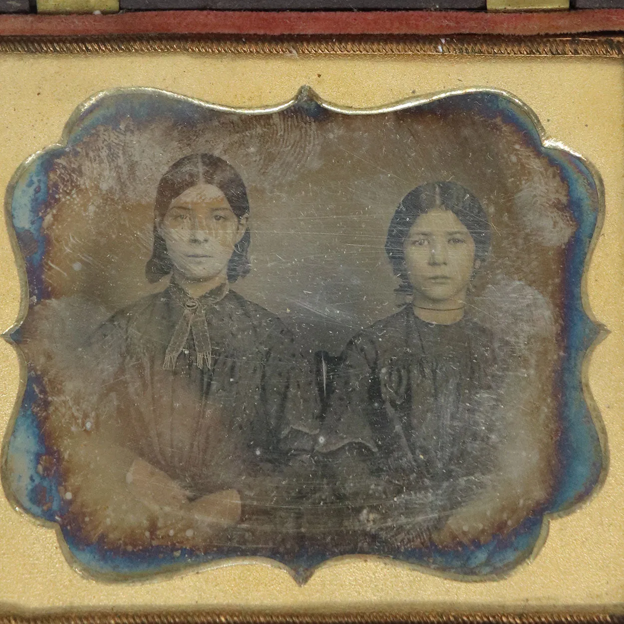 American Thermoplastic Union Case Ambrotype Photograph of Two Sisters