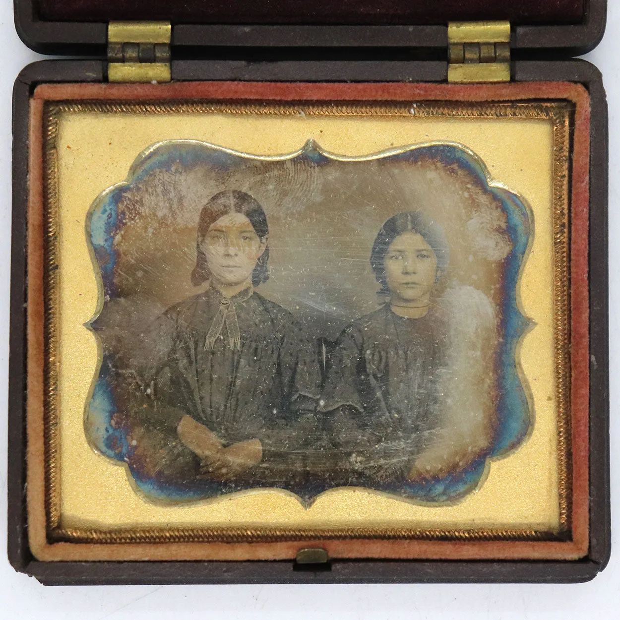 American Thermoplastic Union Case Ambrotype Photograph of Two Sisters