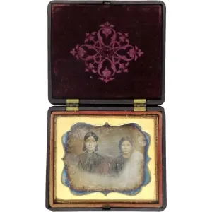 American Thermoplastic Union Case Ambrotype Photograph of Two Sisters