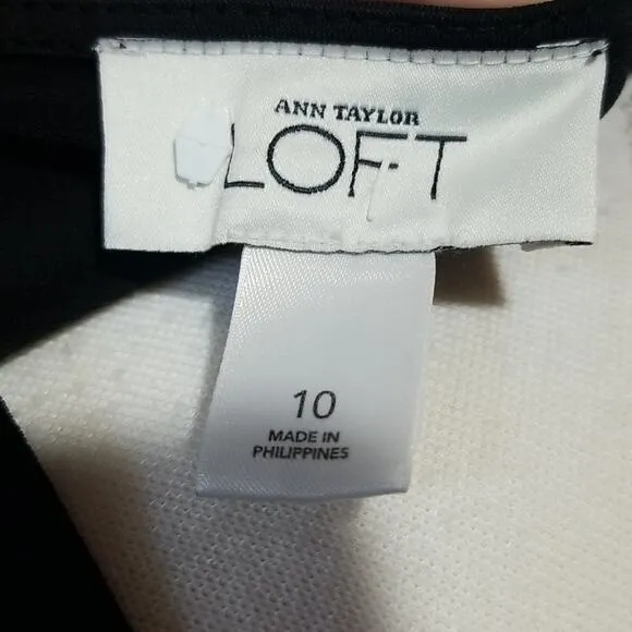 Ann Taylor Loft Dress 10 Sleeveless Dress Black Stretch V Neck