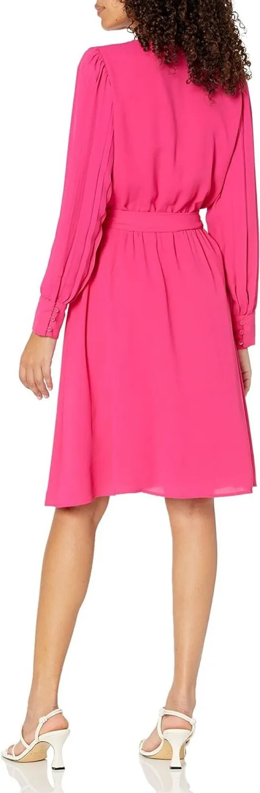 Anne Klein Women's Pleated Sleeve Dress 10844849 Amaranth Pink M