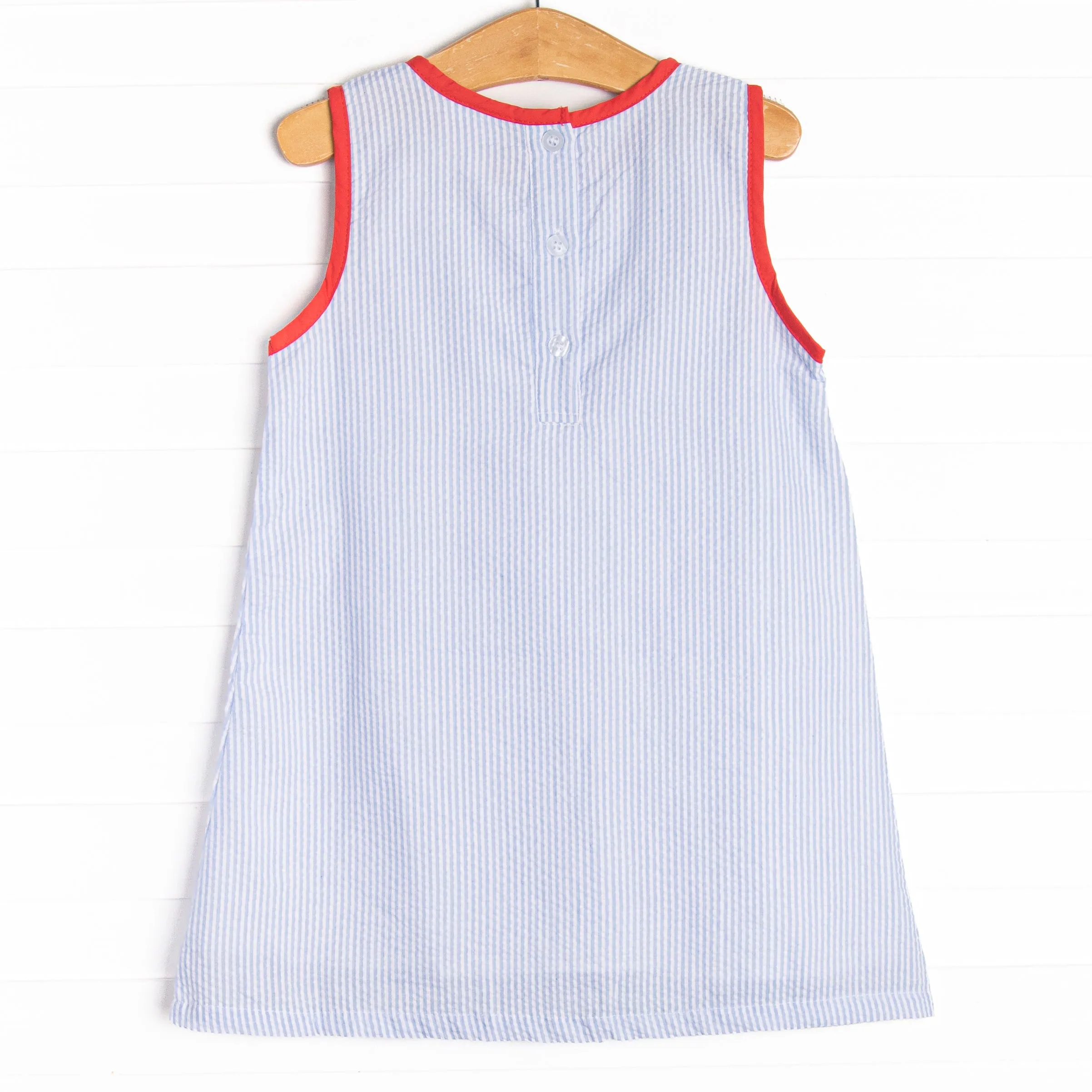 Annie Apple Embroidered Dress, Blue
