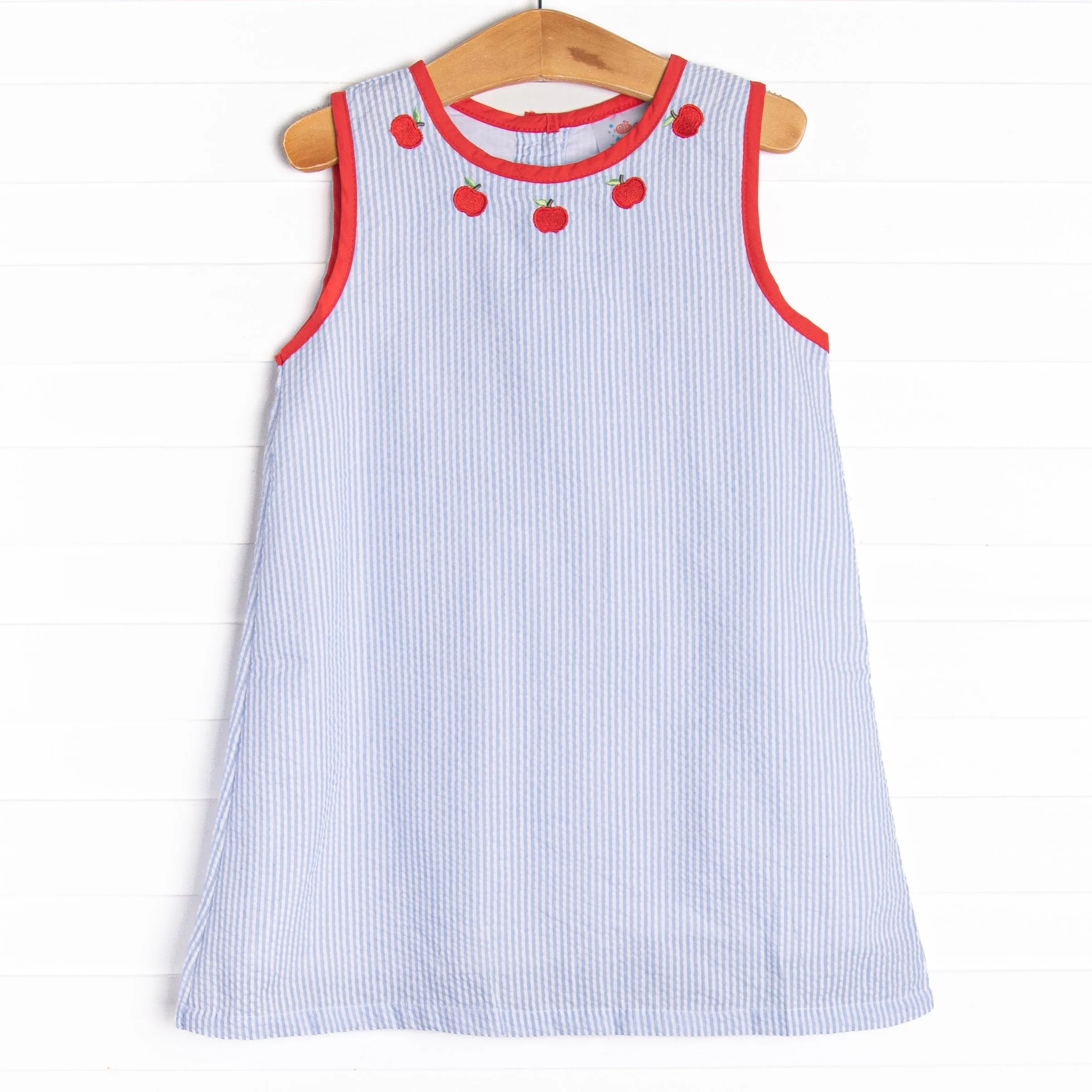 Annie Apple Embroidered Dress, Blue