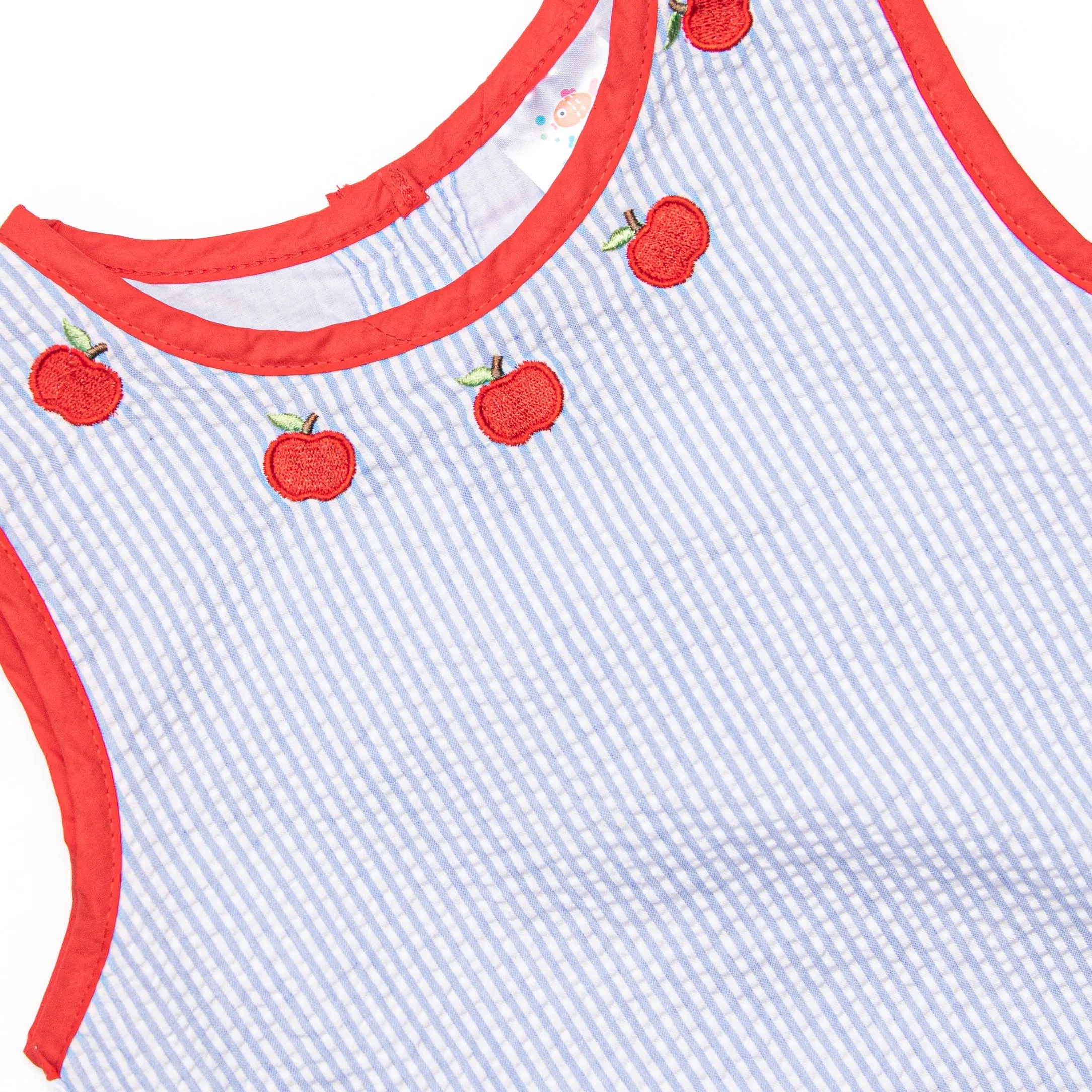Annie Apple Embroidered Dress, Blue