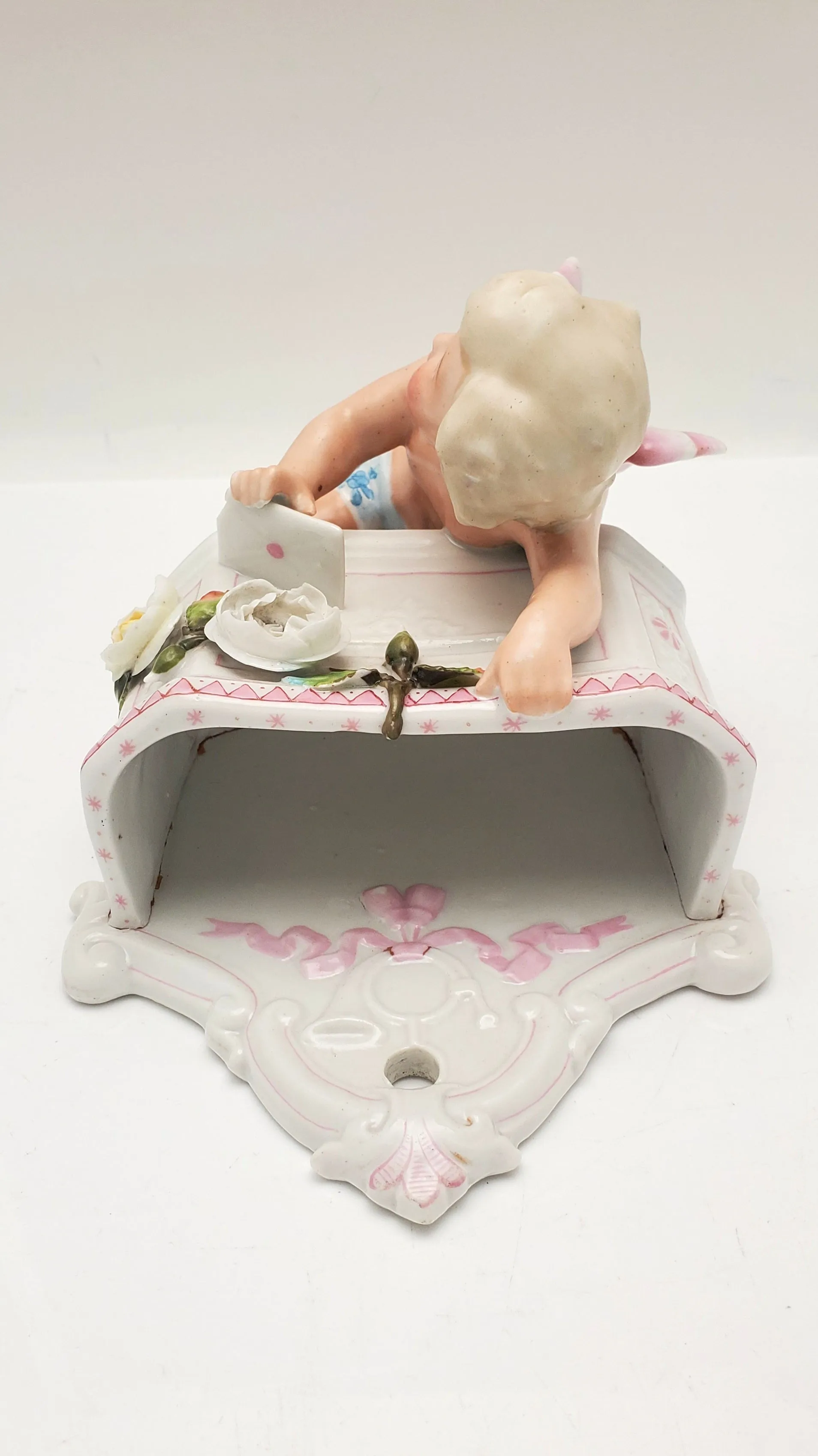 Antique Porcelain Angel Wall Pocket