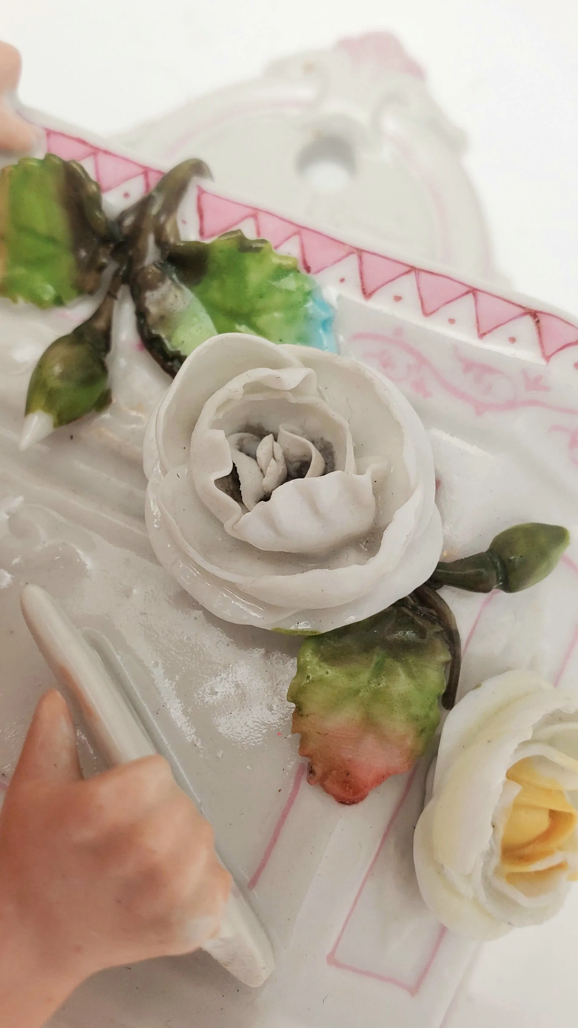 Antique Porcelain Angel Wall Pocket