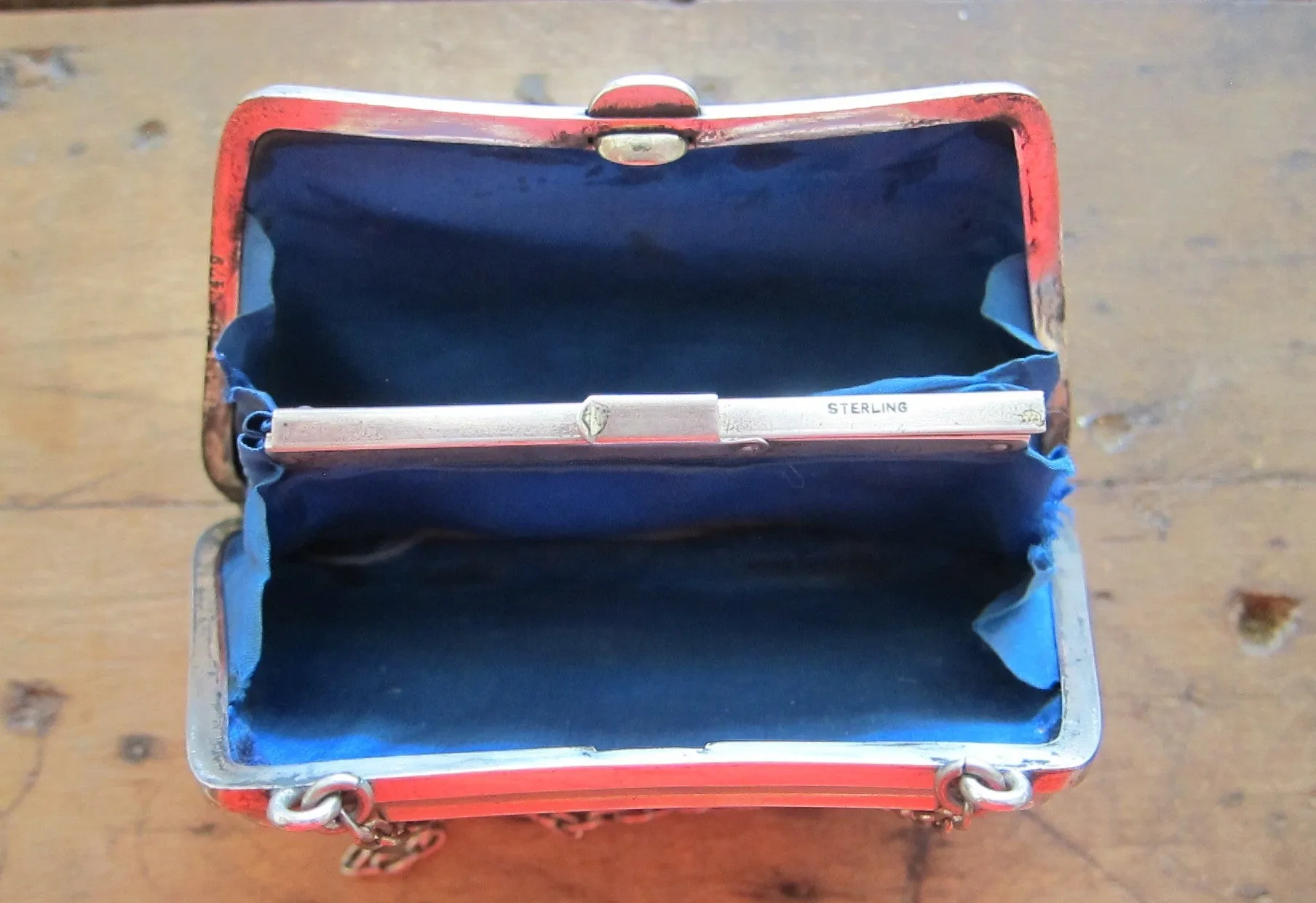 Antique Sterling Silver Engraved Purse