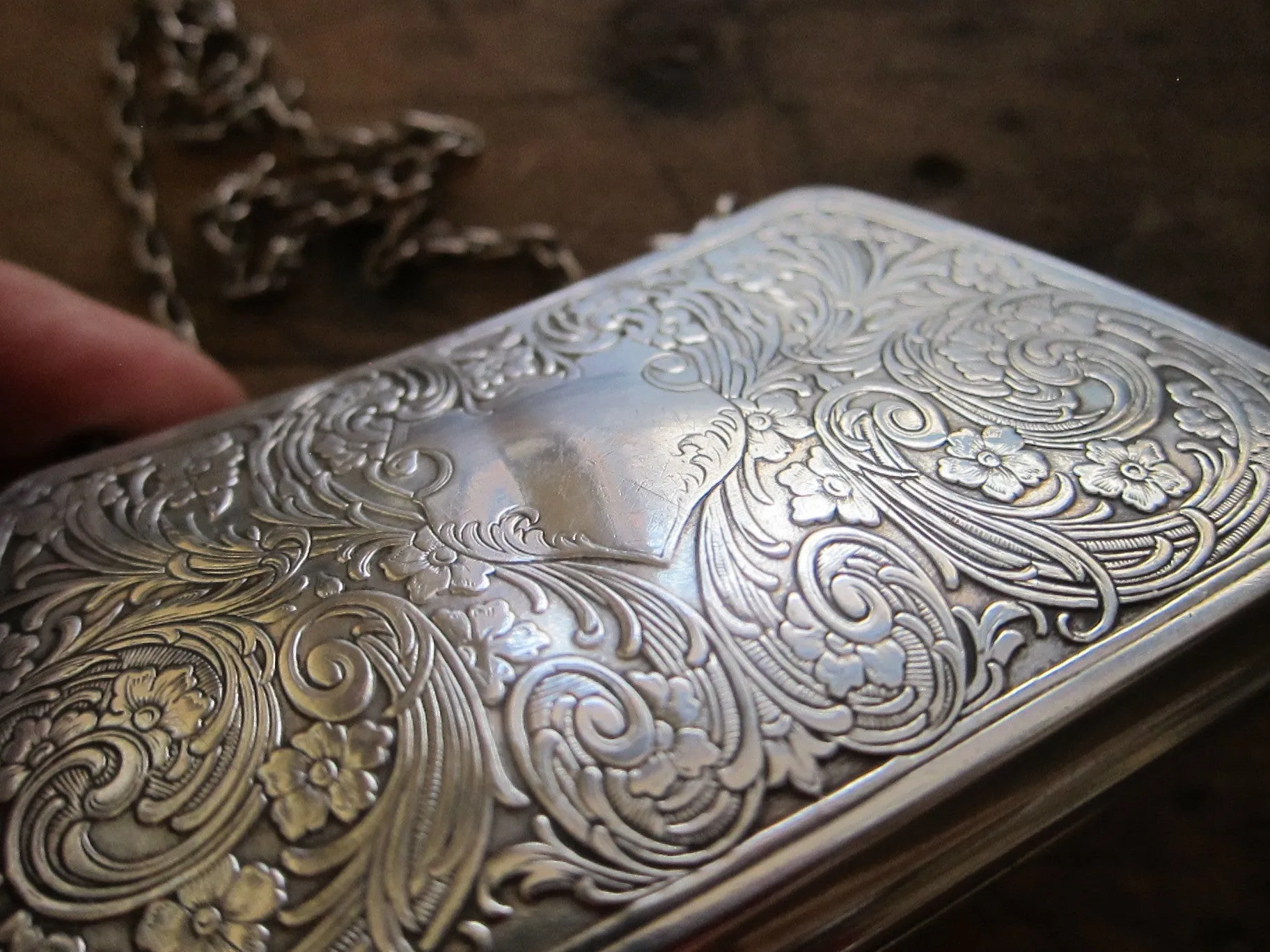 Antique Sterling Silver Engraved Purse