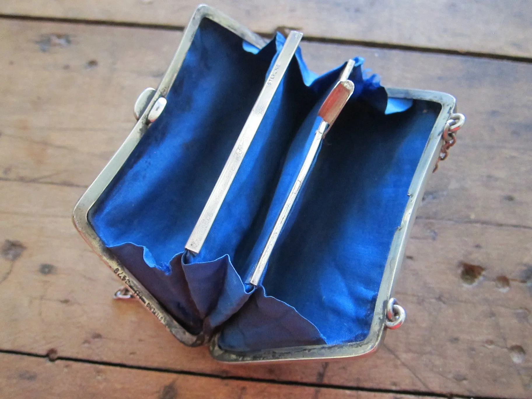 Antique Sterling Silver Engraved Purse