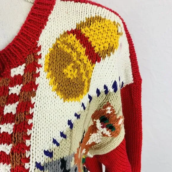 Ashley Hand Knitted Teacher Cardigan School Button Front Size Medium Novelty