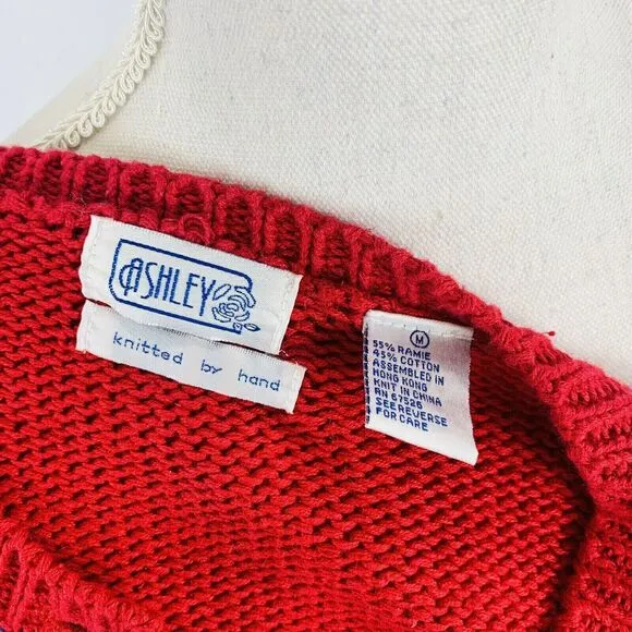 Ashley Hand Knitted Teacher Cardigan School Button Front Size Medium Novelty