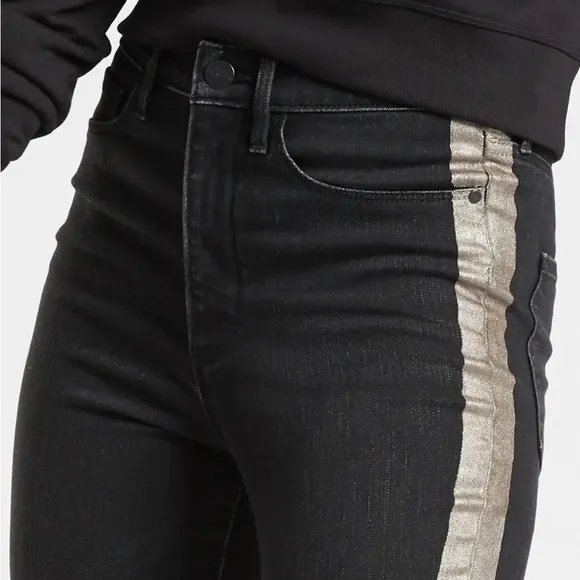Athleta Sculptek Ultra Skinny Metallic Carbon Black High Waist Jeans