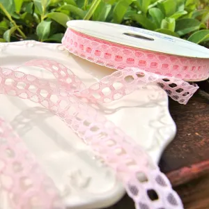 Baby Pink Galloon Beading Lace Trim ⅝" wide