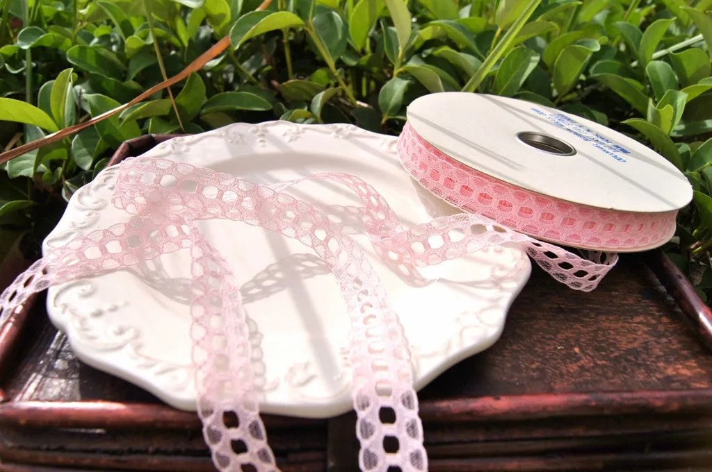 Baby Pink Galloon Beading Lace Trim ⅝" wide
